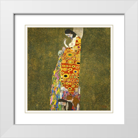Hope II, 1907-1908 White Modern Wood Framed Art Print with Double Matting by Klimt, Gustav