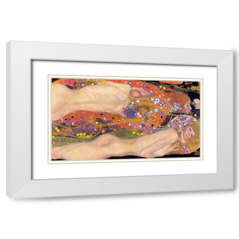 Water Serpents II White Modern Wood Framed Art Print with Double Matting by Klimt, Gustav