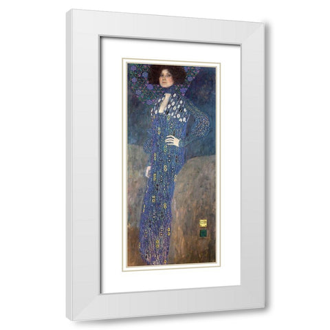 Portrait of Emilie Floge White Modern Wood Framed Art Print with Double Matting by Klimt, Gustav