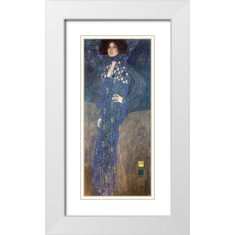Portrait of Emilie Floge White Modern Wood Framed Art Print with Double Matting by Klimt, Gustav