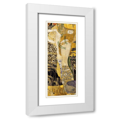Water Serpents I White Modern Wood Framed Art Print with Double Matting by Klimt, Gustav