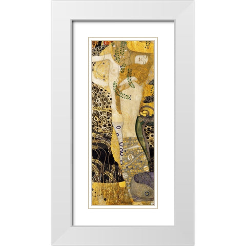 Water Serpents I White Modern Wood Framed Art Print with Double Matting by Klimt, Gustav