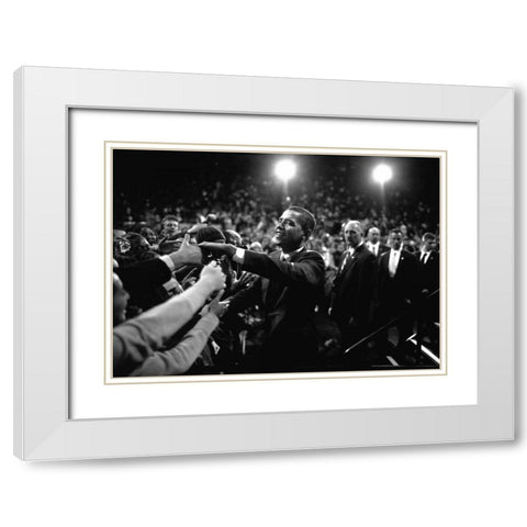 Barack Obama at Campaign Rally White Modern Wood Framed Art Print with Double Matting by Kraft, Brooks