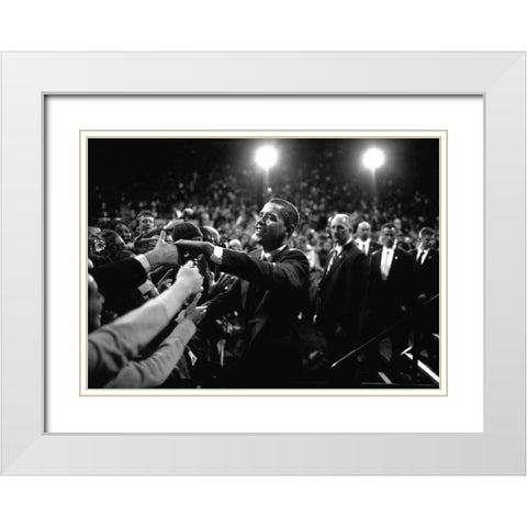 Barack Obama at Campaign Rally White Modern Wood Framed Art Print with Double Matting by Kraft, Brooks
