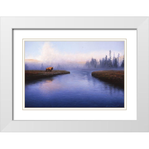 The Mist White Modern Wood Framed Art Print with Double Matting by Manocchia, Adriano