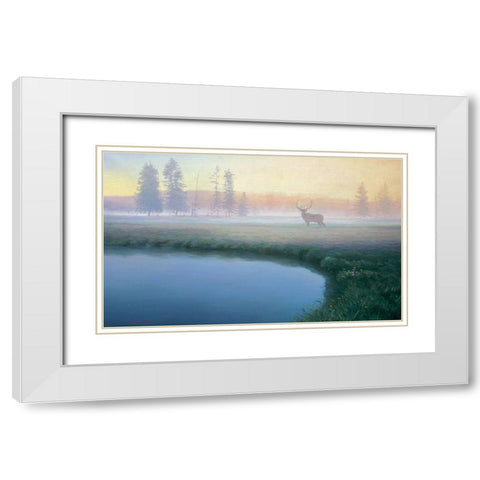 Yellowstone Mist White Modern Wood Framed Art Print with Double Matting by Manocchia, Adriano