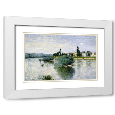 The Seine at Lavacourt White Modern Wood Framed Art Print with Double Matting by Monet, Claude
