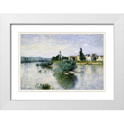 The Seine at Lavacourt White Modern Wood Framed Art Print with Double Matting by Monet, Claude