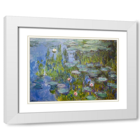 Seerosen White Modern Wood Framed Art Print with Double Matting by Monet, Claude
