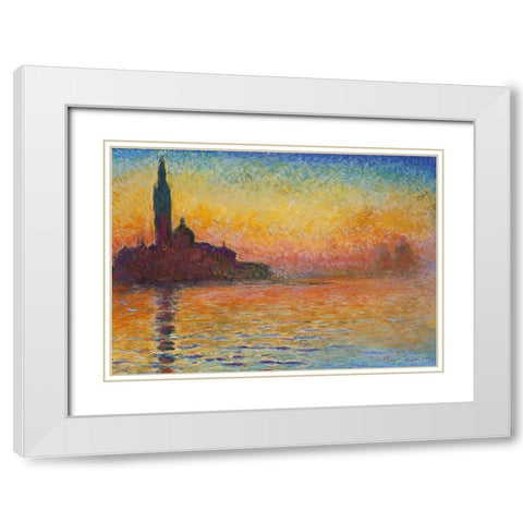 Saint-Georges majeur au cr puscule White Modern Wood Framed Art Print with Double Matting by Monet, Claude