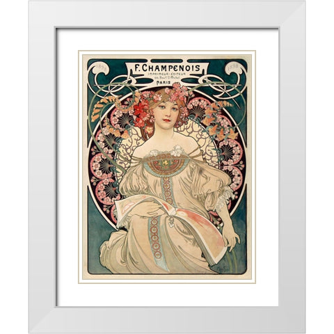F. Champenois imprimeur diteur White Modern Wood Framed Art Print with Double Matting by Mucha, Alphonse