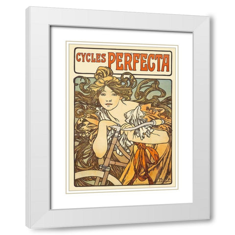 Cycles Perfecta, 1902 White Modern Wood Framed Art Print with Double Matting by Mucha, Alphonse