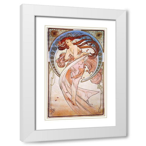 Dance, 1898 White Modern Wood Framed Art Print with Double Matting by Mucha, Alphonse