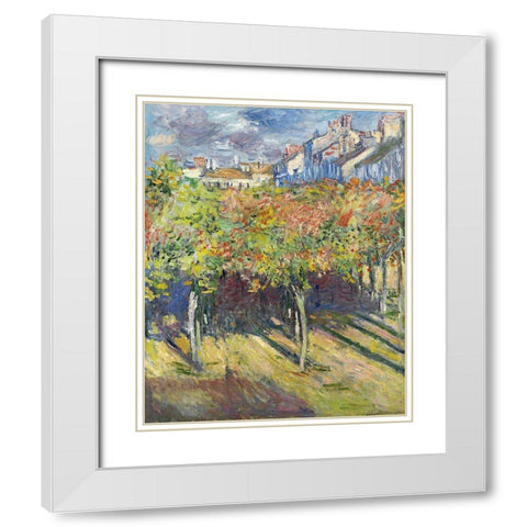 The Lindens of Poissy, 1882 White Modern Wood Framed Art Print with Double Matting by Monet, Claude