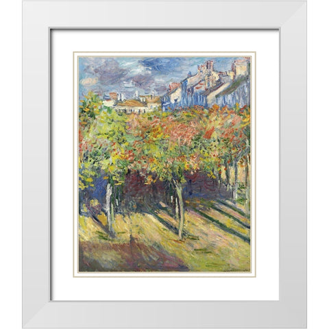 The Lindens of Poissy, 1882 White Modern Wood Framed Art Print with Double Matting by Monet, Claude