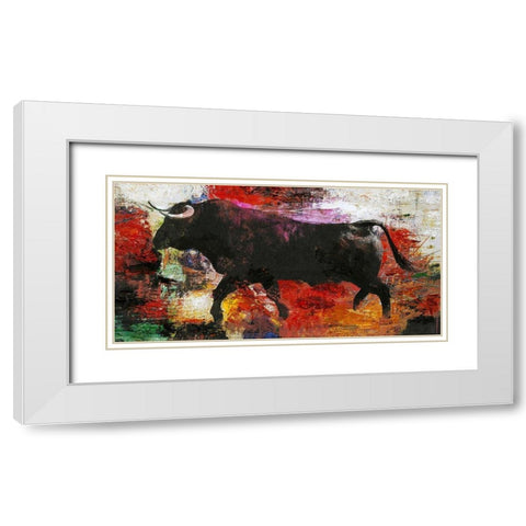 Bull White Modern Wood Framed Art Print with Double Matting by Design Fabrikken