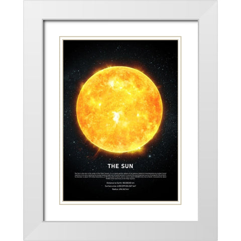 The Sun White Modern Wood Framed Art Print with Double Matting by Design Fabrikken
