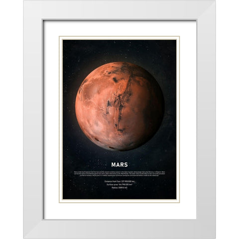 Mars White Modern Wood Framed Art Print with Double Matting by Design Fabrikken