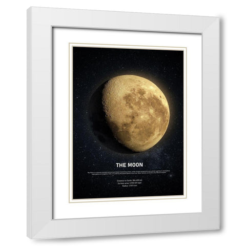 The Moon White Modern Wood Framed Art Print with Double Matting by Design Fabrikken