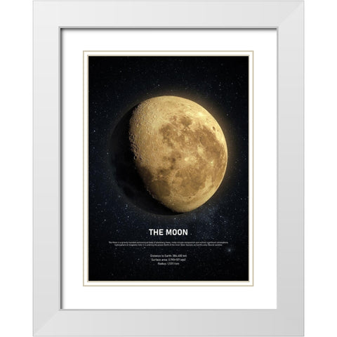 The Moon White Modern Wood Framed Art Print with Double Matting by Design Fabrikken