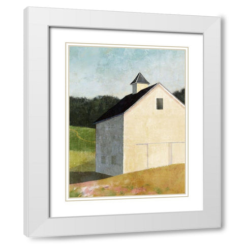 Hillside Barn White Modern Wood Framed Art Print with Double Matting by Nicoll, Suzanne