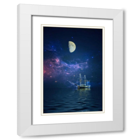 By Way of The Moon and Stars White Modern Wood Framed Art Print with Double Matting by Rivera, John