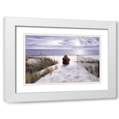 Girl on the Beach White Modern Wood Framed Art Print with Double Matting by Romanello, Diane
