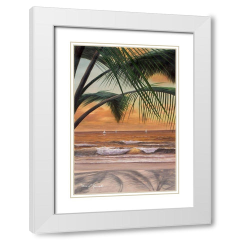 Paradiso Sunset White Modern Wood Framed Art Print with Double Matting by Romanello, Diane