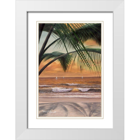 Paradiso Sunset White Modern Wood Framed Art Print with Double Matting by Romanello, Diane