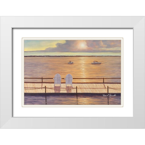 By the Bay White Modern Wood Framed Art Print with Double Matting by Romanello, Diane