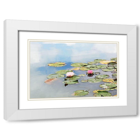 MonetÃÂs Garden White Modern Wood Framed Art Print with Double Matting by Ryan, Brooke T.