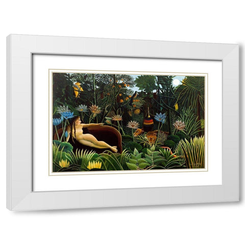 The Dream White Modern Wood Framed Art Print with Double Matting by Rousseau, Henri