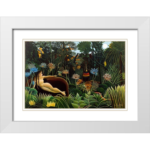 The Dream White Modern Wood Framed Art Print with Double Matting by Rousseau, Henri