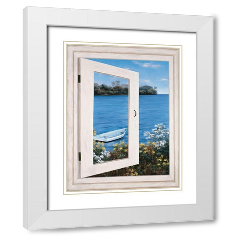 Bay Window Vista I White Modern Wood Framed Art Print with Double Matting by Romanello, Diane