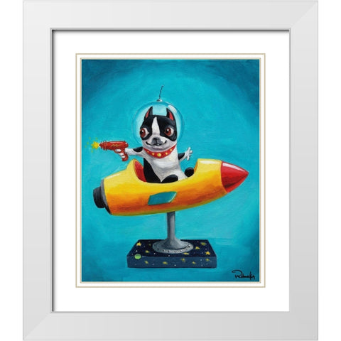 Rocket Blue White Modern Wood Framed Art Print with Double Matting by Rubenacker, Brian
