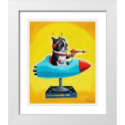 Rocket Yellow White Modern Wood Framed Art Print with Double Matting by Rubenacker, Brian