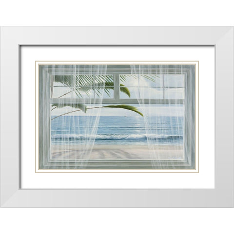 View of the Tropics White Modern Wood Framed Art Print with Double Matting by Romanello, Diane