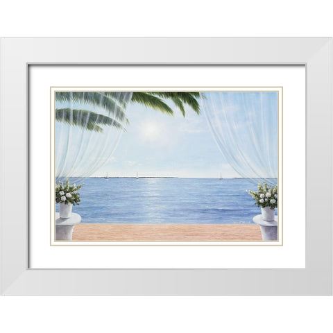 My Blue Heaven White Modern Wood Framed Art Print with Double Matting by Romanello, Diane