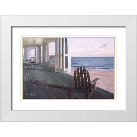 Beach House White Modern Wood Framed Art Print with Double Matting by Romanello, Diane