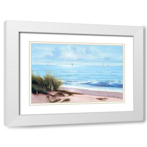 Sandpiper Beach White Modern Wood Framed Art Print with Double Matting by Romanello, Diane
