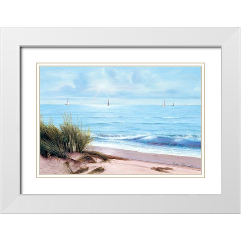 Sandpiper Beach White Modern Wood Framed Art Print with Double Matting by Romanello, Diane
