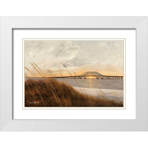 View of Captree Bridge White Modern Wood Framed Art Print with Double Matting by Romanello, Diane