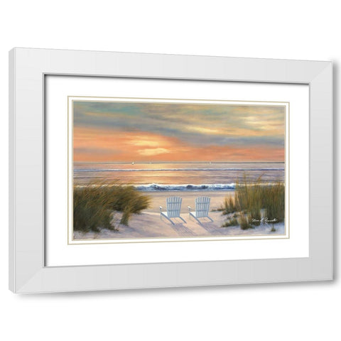 Paradise Sunset White Modern Wood Framed Art Print with Double Matting by Romanello, Diane