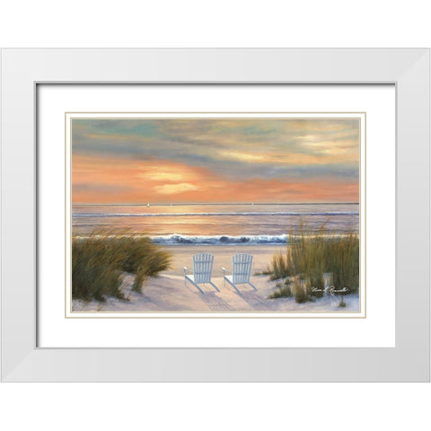 Paradise Sunset White Modern Wood Framed Art Print with Double Matting by Romanello, Diane