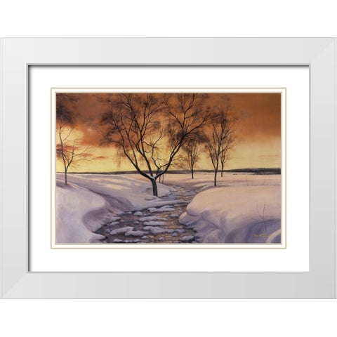 Amber Ice White Modern Wood Framed Art Print with Double Matting by Romanello, Diane