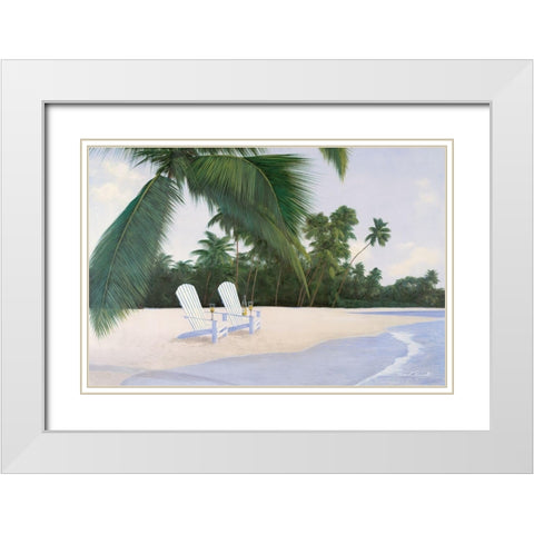 Island Hideaway White Modern Wood Framed Art Print with Double Matting by Romanello, Diane