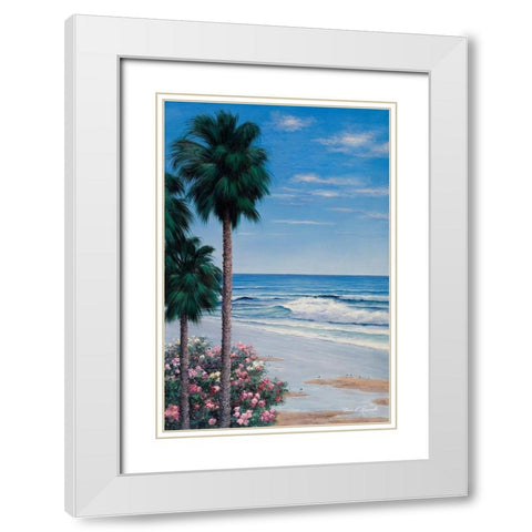 Calm Tropics White Modern Wood Framed Art Print with Double Matting by Romanello, Diane
