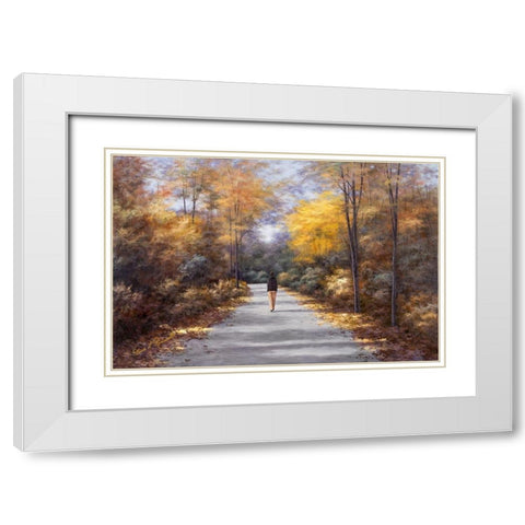 Quiet Walk White Modern Wood Framed Art Print with Double Matting by Romanello, Diane