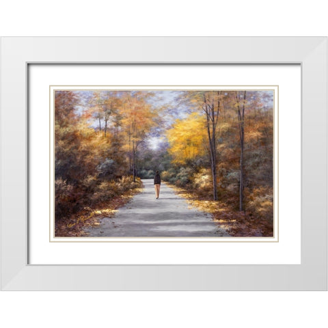Quiet Walk White Modern Wood Framed Art Print with Double Matting by Romanello, Diane