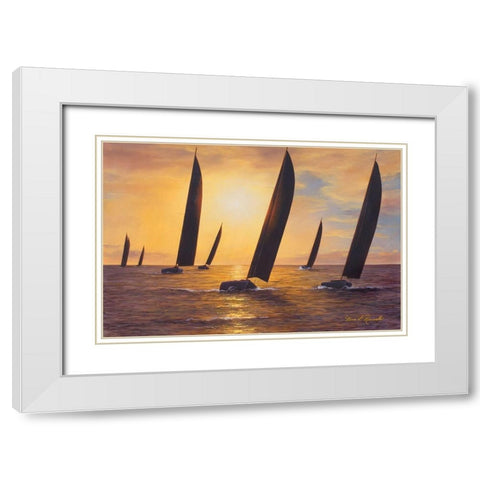 Into the Sunset White Modern Wood Framed Art Print with Double Matting by Romanello, Diane